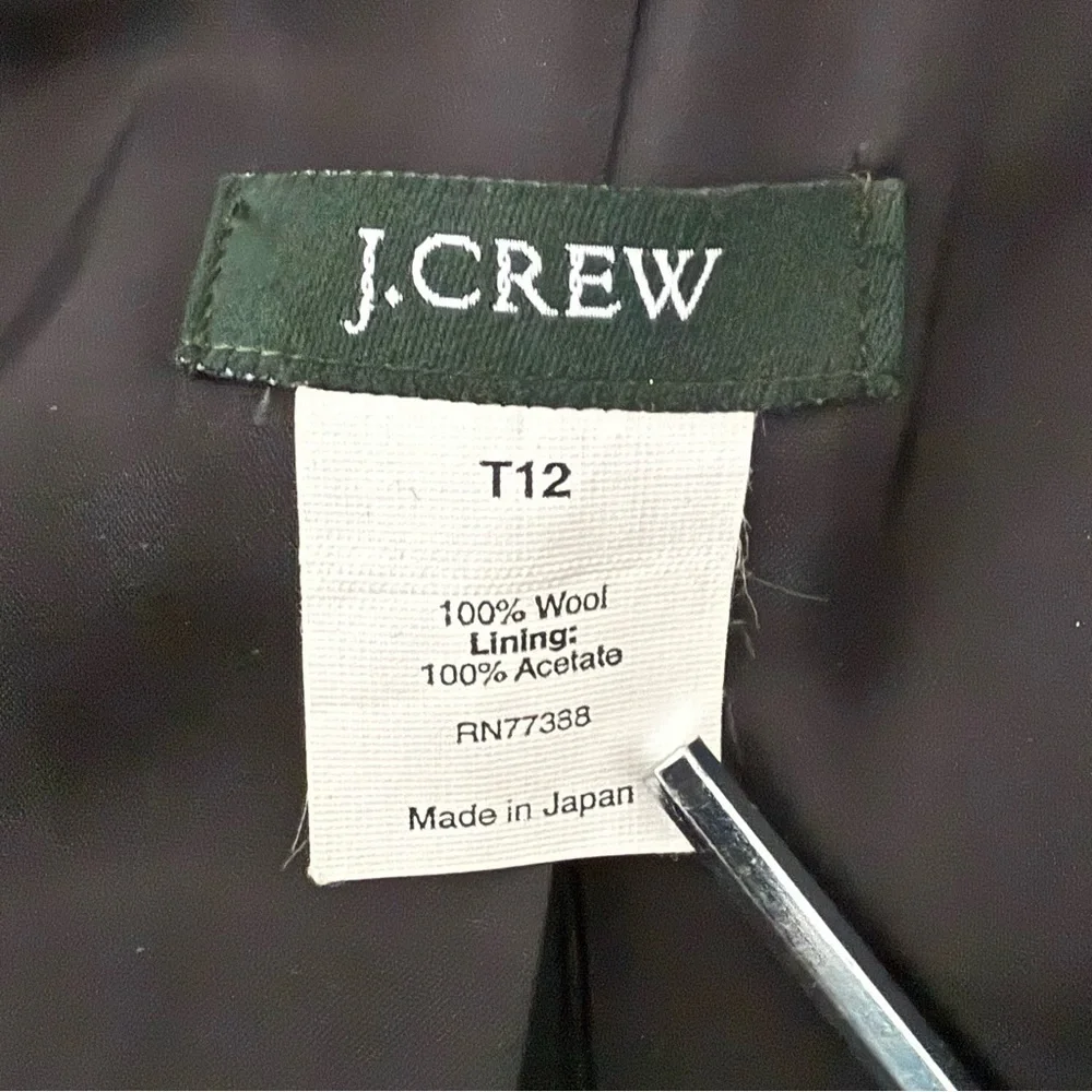 J. Crew Black Wool Suit Blazer Size 12 Tall